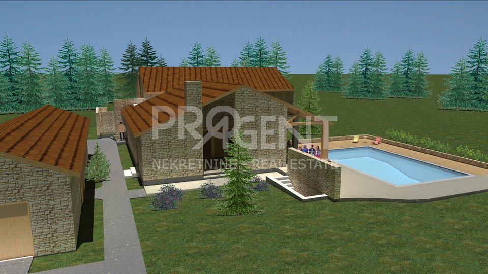 Barban, building plot with permission to build a house with a swimming pool