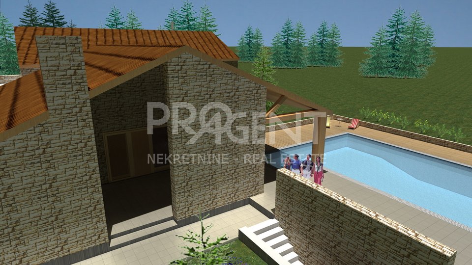 Barban, building plot with permission to build a house with a swimming pool