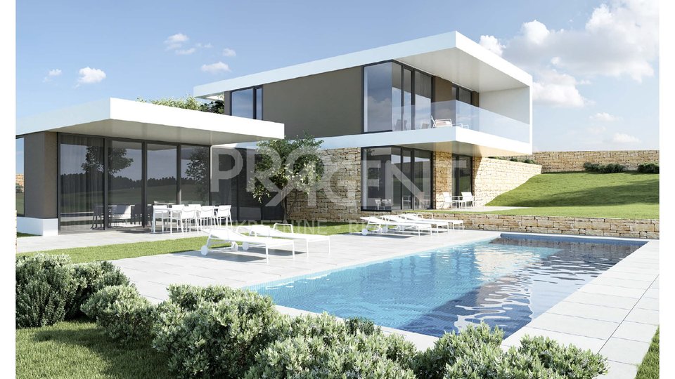 Istria, new villa with pool and sea view