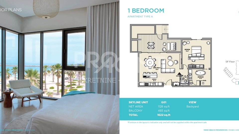 Dubai, Nikki Beach, Apartment mit einem Schlafzimmer